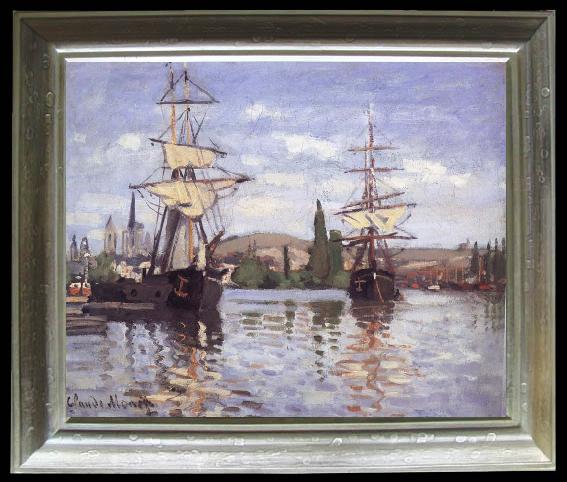 framed  Claude Monet Ships Riding on the Seine at Rouen, Ta101